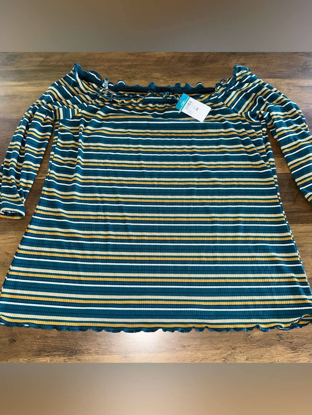 Rue + Striped Off Shoulder Top - 2X